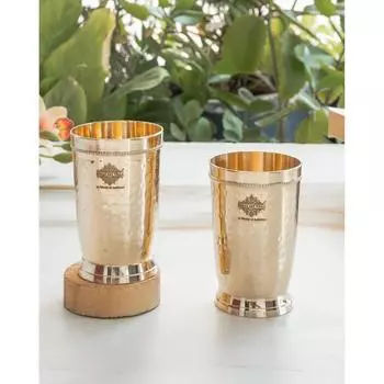 Pure Brass Glass for Drinking Serving Water, Yoga & Ayurveda, Set of 2
