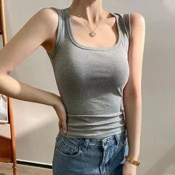 Pure Cotton Breast-covering Camisole for Women In Summer with Breast Pads, All-in-one Bottoming and Fashionable Hot Girl Tops To Wear Outside S