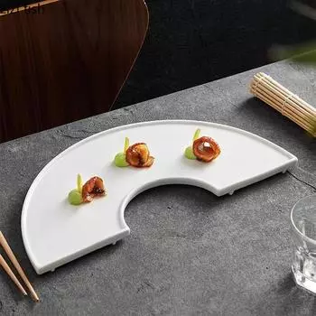 Pure White Irregular Ceramic Dining Plate Restaurant Sushi Plate Dessert Dish Pasta Plate Molecular Cuisine Specialty Tableware