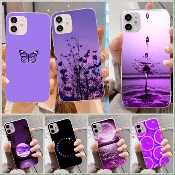 Purple Aesthetic Phone Case For IPhone 14 13 12 11 XS X 8 7 6 Plus Mini Pro Max SE 2022 Soft Transparent Phone Cover iPhone 14