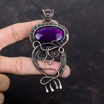 Purple Fire Labradorite Pendant Copper Wire Wrapped Pendant Handmade Pendant Copper Jewelry Gift For Her Gemstone Pendant Wire Wrap Jewelry