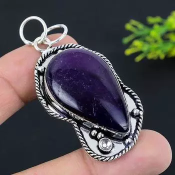 Purple Labradorite Gemstone 925 Sterling Silver Jewelry Pendant 2.48 h1F14