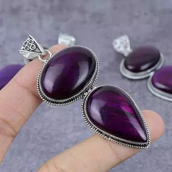 Purple Labradorite Gemstone 925 Sterling Silver Jewelry Pendant 3.15 A9A38