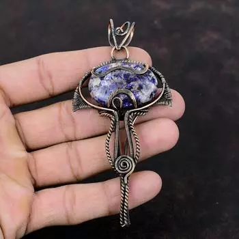 Purple Sea Sediment Jasper Pendant Copper Wire Wrapped Gemstone Pendant Elegant Pendant Handmade Pendant Copper Wire Jewelry Gift For Women