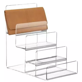 Purse Display Stand Trapezoid Acrylic Storage Shelf Rack Riser Ornaments Organizer прозрачный