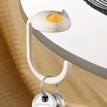 Purse Hook for Desk Cute Cat Shape Desk Bag Hook Multifunctional Desktop Organizer Storage Holder for Home School Saving Desktop белый