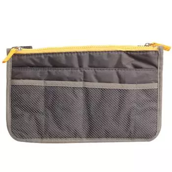 Purse Women s Bag Insert Liner Zip lock Bag Storage Bag Travel Cosmetic Handbag Makeup Pouch серый