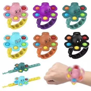 Push Bubble браслет Fidget Spinner Toys Силиконовый браслет для рук Figet Сенсорная расстегивание для детей и взрослых Браслеты в виде осьминога антистресс белый