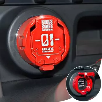 Push Start Button Cover, Metal Mech Car Engine Start Stop Button Cover Protector, Cool