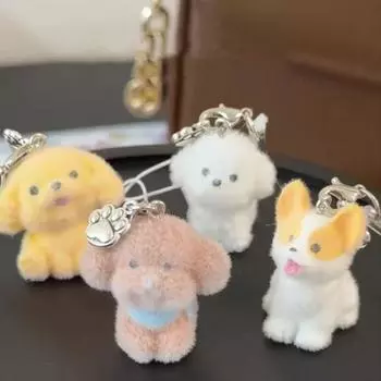 Пушистая кукла, стайная собака, брелок для ключей, сумка, декор, кролик, телефон, кулон, 3D-подвеска в виде животного, автомобильный брелок Corgi