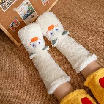Пушистые носки с рисунком из мультфильма, зимние, теплые, нескользящие, пушистые, кавайные, милые, смешные, женские, тапочки, носок, рождественский подарок, коралловый бархат One Size