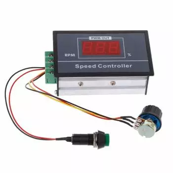 PWM DC 6-60V Контроллер скорости двигателя 0-100 Цифровой дисплей Плавное регулирование скорости