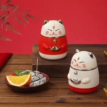 Пылезащитная коробка для зубочисток Lucky Cat, прессованный держатель для зубочисток, контейнер для зубочисток для столовой красный