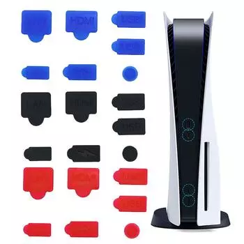 Пылезащитная заглушка для игровой консоли PS5, 7 шт./компл., силиконовая защита от пыли, пылезащитная крышка, пылезащитная заглушка для игровой консоли PS5, аксессуары красный