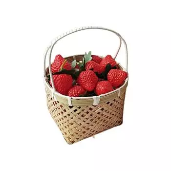 Q1JB Handwoven Basket for Storage Bamboos Basket with Handle Bread Fruit Holder