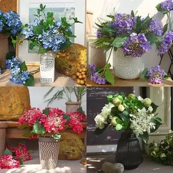 Q1JB Hydrangea Silk Flowers Pack of 4 Artificial Flower Home Decoration DIY Wedding фиолетовый