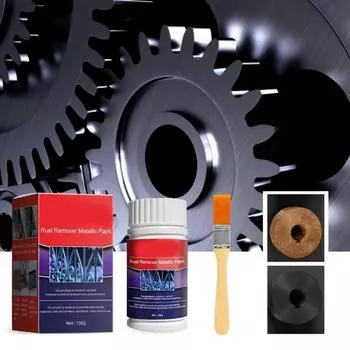 Q1JB Water Based Metal Rust Remover Metallic Paint 100g Auto Rustproof Pastes Brush 1 set