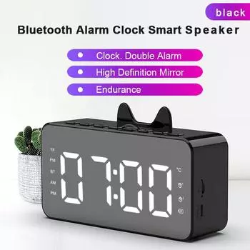 Q9 Smart Wireless Bluetooth Динамик Будильник с дисплеем времени Громкая связь Вызов FM-радио Подставка для телефона Монитор температуры розовый