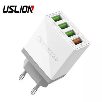 QC3.0 4 порта USB 5.1A Быстрое зарядное устройство Универсальное зарядное устройство для мобильного телефона Настенный USB-адаптер для зарядного устройства