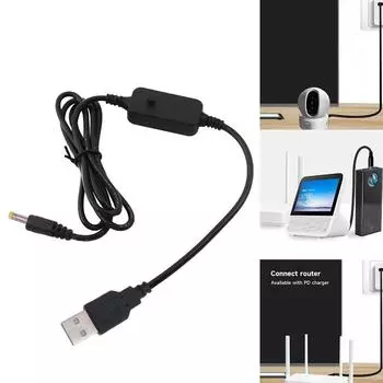 QC3.0 USB к DC5V-12V Кабель с регулируемым напряжением Регулировочный шнур со светодиодным вольтметром для ЖК-мониторов камеры Wi-Fi-маршрутизатора 4017