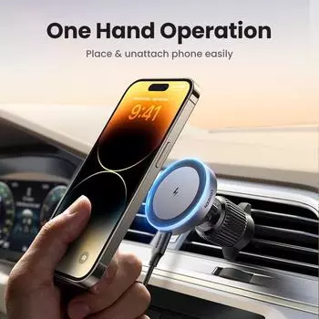 Qi2 15 Вт Магнитный автомобильный держатель для телефона Беспроводная зарядная подставка для iPhone 16 Pro Max Зарядка для автомобильного зарядного устройства Magsafe Светодиодная подсветка