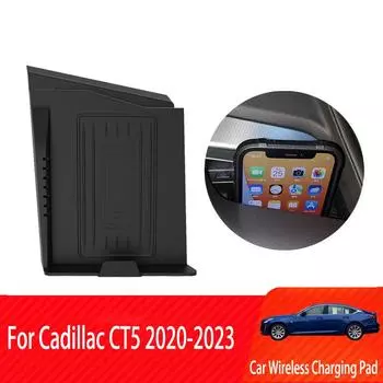 Qi 15 Вт автомобильная беспроводная зарядная панель для Cadillac CT5 2020 2024 2024 2024 центральная консоль телефон зарядный коврик автомобильные аксессуары чёрный