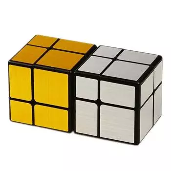 QiYi Mirror 2x2 Magic Cube Puzzle Speed Magic Cube Золотая/Серебряная наклейка Кубик Игрушки для детей