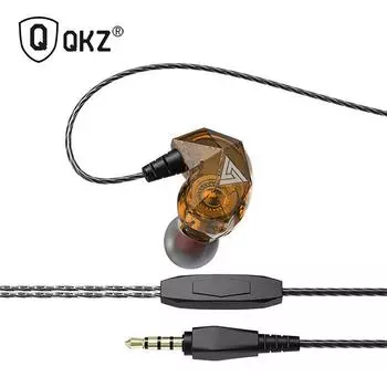 QKZ AK2 3,5 мм гарнитура с тяжелыми басами, спортивные наушники-вкладыши для Andorid Xiaomi Huawei, переносная гарнитура с микрофоном чёрный