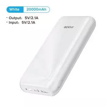 QOOVI 20000 мАч Power Bank Портативное зарядное устройство для iPhone 15 Xiaomi Samsung Huawei Внешний аккумулятор 10000 мАч PowerBank 20000mAh белый
