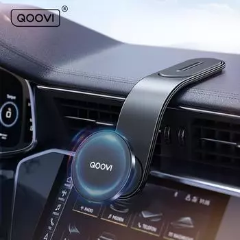 QOOVI Магнитный автомобильный держатель для телефона, подставка для мобильного телефона на приборную панель, магнит на вентиляционную решетку, вращающееся на 360° крепление GPS для iPhone 16 15 Xiaomi Samsung Dashboard чёрный