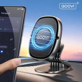 QOOVI Магнитный автомобильный держатель для телефона, подставка, 360 градусов, мобильный сотовый вентиляционное отверстие, магнитное крепление, GPS, поддержка iPhone, Xiaomi, samsung, huawei Air Vent Type чёрный