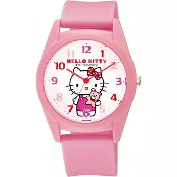 QQ [QQ] Аналоговые водонепроницаемые часы Hello Kitty с уретановым ремешком HK32 004 женские розовые светло-розовые