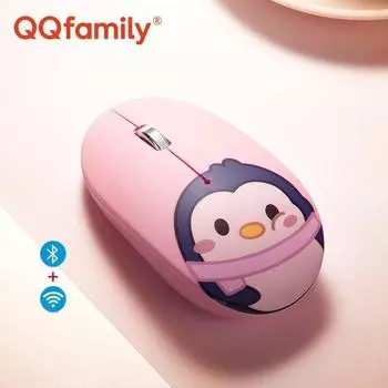 QQfamily QM713 Беспроводная Bluetooth-мышь Двухрежимная мышь для офисного ноутбука PINK