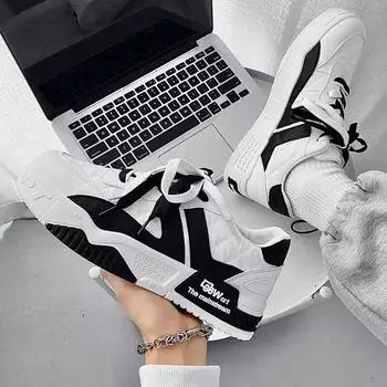 Quality Men Casual Shoes Student Casual Sneakers Male Two-tone Lace Up Trainers Fashion Mens Sneakers Vulcanized Tenis Masculino 39 синий