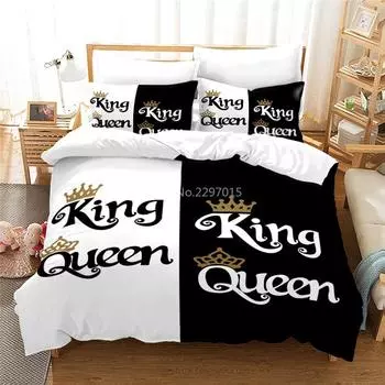 QUEEN KING Lovers Printed Bedding Set 3d Couples Duvet Cover Set Pillowcases Twin Full Queen King Size Home Textile Bedclothes 135x200cm