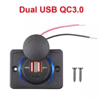 Быстрая зарядка QC3.0 Dual USB 3.1A автомобильное зарядное устройство розетка телефон зарядное устройство адаптер панель для мотоцикла автомобиля 12 В/24 В лодка автобус BF