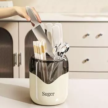 Quick Drain Chopsticks Spoon Storage Rack Anti Slip Chopsticks Cage for Home бежевый