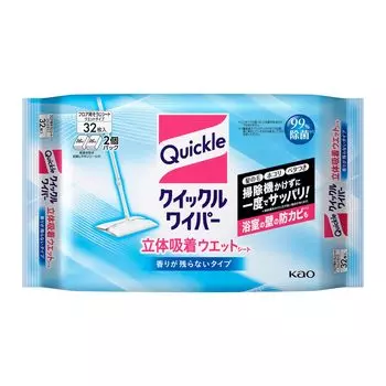 Quickle Wiper Инструмент для уборки пола 3D Всасывающие влажные салфетки 32 листа [Большая емкость]
