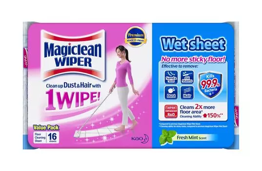Quickle Wiper Инструмент для уборки пола 3D Всасывающие влажные салфетки 16 листов розовый