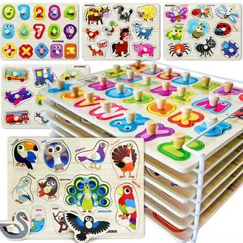 QUOKKA Wooden Puzzle for Ages 3 and Up Alphabet Puzzle for Toddlers Ages Includes Rack Educational Toy for Ages Learning Gift for Boys and Girls Ages