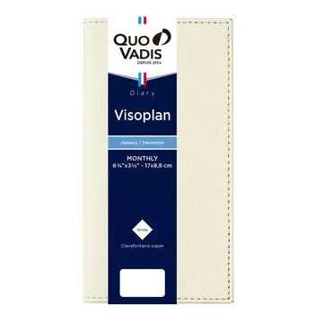 QUOVADIS [Издание 2025] Дневник-блокнот Visoplan/Club (Ежемесячный блок/Начинается в январе/Тонкий размер 17 x 8,8 см) Крем QUOVADIS qv36702bg