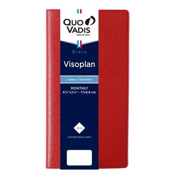 QUOVADIS [Издание 2025 г.] Дневник-блокнот «Bisoplan/Ampara» (Ежемесячный блок/Начинается в январе/Тонкий размер 17 x 8,8 см) Красный QUOVADIS qv36701rd