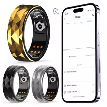 R12M Health Smart Ring Мониторинг сна IP68 Водонепроницаемый монитор сердечного ритма кислорода в крови Спортивный режим Материал эпоксидной смолы 20 серебряный