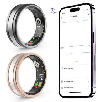 R18 Smart Ring Bluetooth 5.1 Здоровье Фитнес Кольца Частота Пульса Кровь Кислород Мониторинг Сна Кольцо Для Мужчин Женщин 8 чёрный