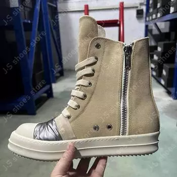 R-o Geobasket Boots Apricot Canvas High Top Shoes Sneaker Luxury Design Men Shoe Zipper Women Ankle Boot Casual Sneakers 34