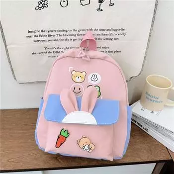 Rabbit Backpack Cartoon Ith Soft Nylon Fabric And Animal Print For Children