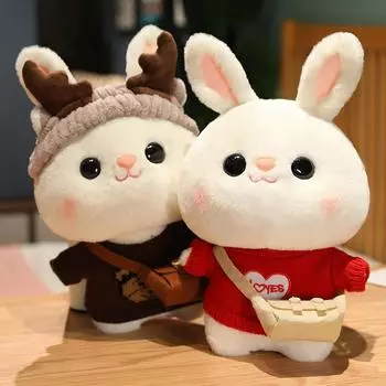 Rabbit Doll Drag Little Rabbit Creative Doll White Rabbit Plush Toy Gift for Girls including ears 35cm (ordinary packaging)