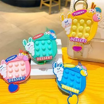 Rabbit Fidget Toy Keyring Reliever Pinch Bubble Toys Keychain Kawaii Dimple Toy Keychain Kids Gift розовый