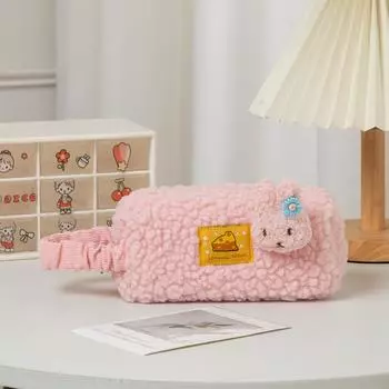 Rabbit Plush Cartoon Pencil Case With Large Storage For Students Gift School