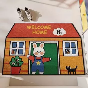 Rabbit Welcome Home Entrance Doormat Cartoon Anti-slip PVC Floor Mat Entry Porch Hallway Entryway Home Decor Dust Removal Carpet 40x60cm